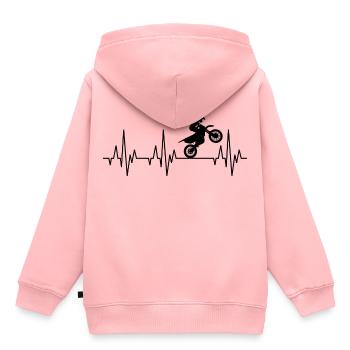 Herzschlag EKG Motocross Motorrad Biker Zweirad - Kinder Premium Organic Hoodie - Rosa - Hinten - AI Model Kid Female (0cm)