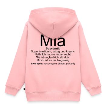 Name Definition Mia - Kinder Premium Organic Hoodie - Rosa - Hinten - AI Model Kid Female (0cm)