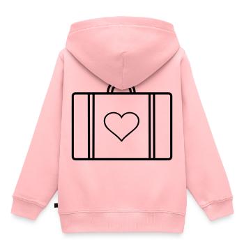 amour Voyage valise - Sweat Premium à capuche enfant bio - rose - Dos - AI Model Kid Female (0cm)