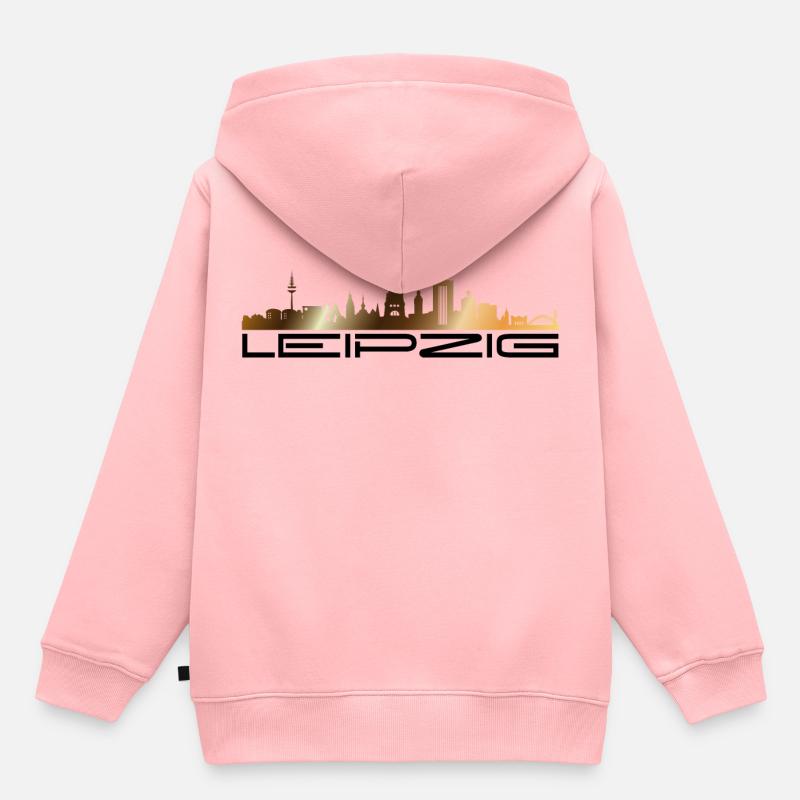 Skyline de Leipzig - Sweat Premium à capuche enfant bio - rose