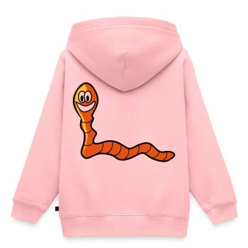 Regenwurm Wurm - Kinder Premium Organic Hoodie - Rosa - Hinten - AI Model Kid Female (0cm)