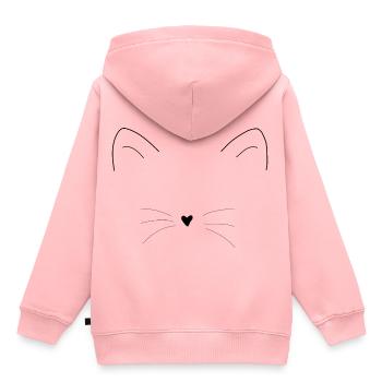 Chat oreilles museau visage idée cadeau - Sweat Premium à capuche enfant bio - rose - Dos - AI Model Kid Female (0cm)