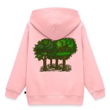 forêt - Sweat Premium à capuche enfant bio - rose - Dos - AI Model Kid Female (0cm)