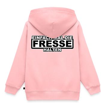 Einfach mal die Fresse Halten Umrandung - Kinder Premium Organic Hoodie - Rosa - Hinten - AI Model Kid Female (0cm)