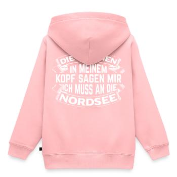 Je dois aller en mer du nord - Sweat Premium à capuche enfant bio - rose - Dos - AI Model Kid Female (0cm)