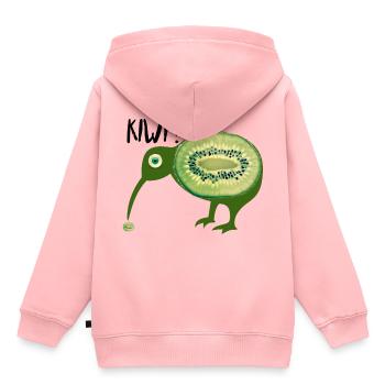 Kiwi? - Sweat Premium à capuche enfant bio - rose - Dos - AI Model Kid Female (0cm)