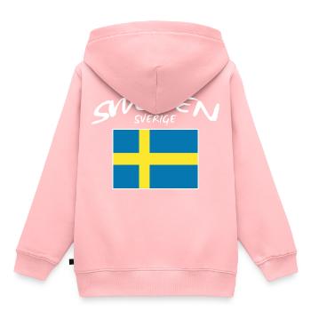 Suède Suède Drapeau suédois Suédois - Sweat Premium à capuche enfant bio - rose - Dos - AI Model Kid Female (0cm)