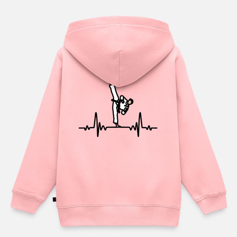 Karaté à rythme cardiaque - Sweat Premium à capuche enfant bio - rose