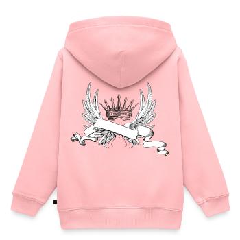 Fluegel mit Krone fuer eigenen Spruch - Kinder Premium Organic Hoodie - Rosa - Hinten - AI Model Kid Female (0cm)