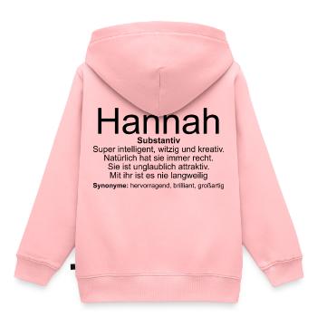 Name Definition Hannah - Kinder Premium Organic Hoodie - Rosa - Hinten - AI Model Kid Female (0cm)
