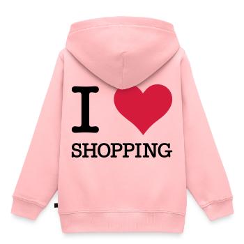 J'adore faire du shopping - Sweat Premium à capuche enfant bio - rose - Dos - AI Model Kid Female (0cm)