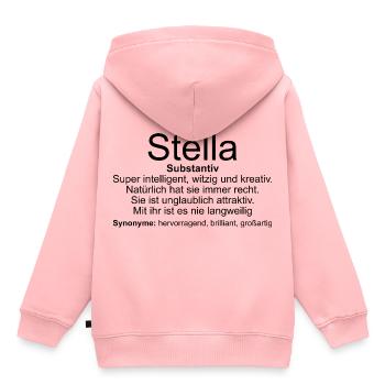 Name Definition Stella - Kinder Premium Organic Hoodie - Rosa - Hinten - AI Model Kid Female (0cm)