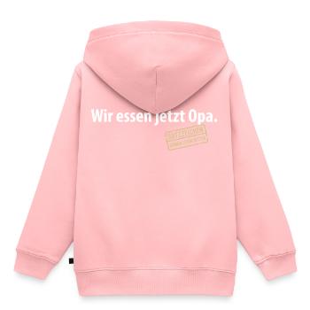 Wir essen jetzt Opa Satzzeichen Komma Leben retten - Kinder Premium Organic Hoodie - Rosa - Hinten - AI Model Kid Female (0cm)