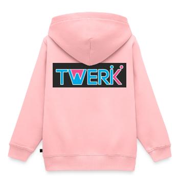 Logo TWERK avec W rempli de Rose - Sweat Premium à capuche enfant bio - rose - Dos - AI Model Kid Female (0cm)
