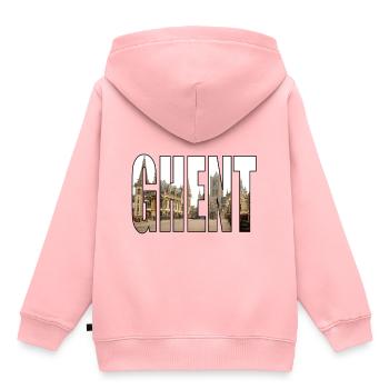 GAND Belgique - Sweat Premium à capuche enfant bio - rose - Dos - AI Model Kid Female (0cm)