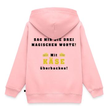 Mit Käse überbacken - 3 magische Worte - Kinder Premium Organic Hoodie - Rosa - Hinten - AI Model Kid Female (0cm)