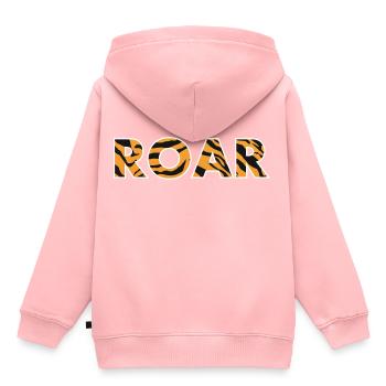 ROAR roar lettering tiger pattern stripes - Kids Premium Organic Hoodie - rose - Back - AI Model Kid Female (0cm)