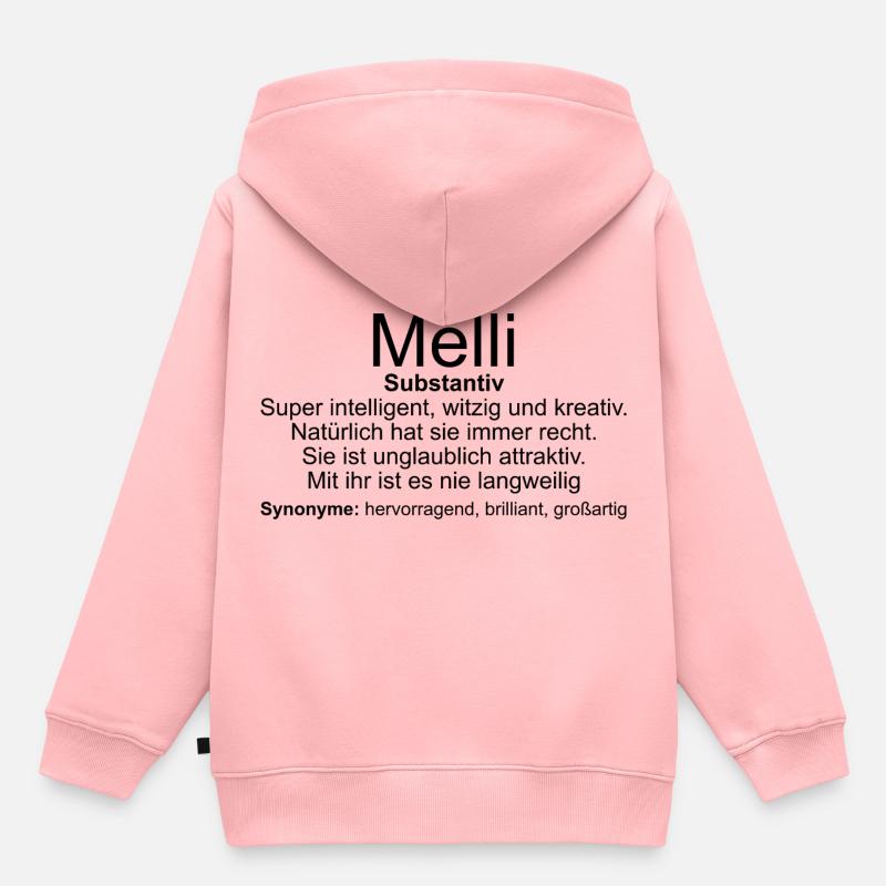 Nom Définition Melli - Sweat Premium à capuche enfant bio - rose