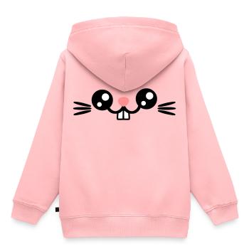 Pâques présente le joli visage de lapin / dents de lapin - Sweat Premium à capuche enfant bio - rose - Dos - AI Model Kid Female (0cm)