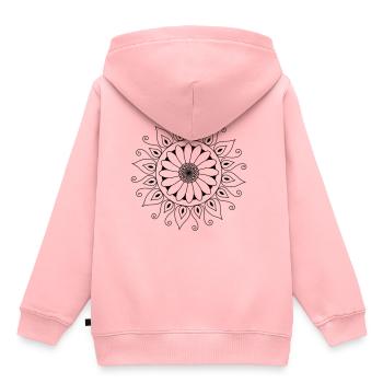 Fleur de mandala 1 - Sweat Premium à capuche enfant bio - rose - Dos - AI Model Kid Female (0cm)