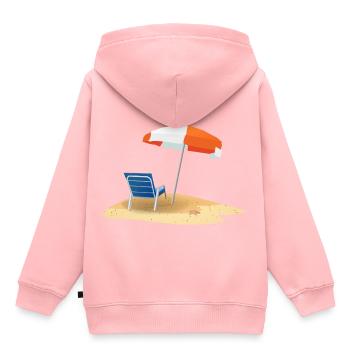 plage - Sweat Premium à capuche enfant bio - rose - Dos - AI Model Kid Female (0cm)
