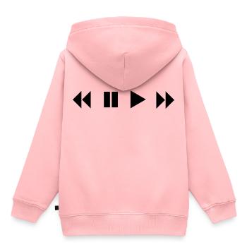 Jouer Pause Shuffle FFWD Rewind Music Shirt - Sweat Premium à capuche enfant bio - rose - Dos - AI Model Kid Female (0cm)