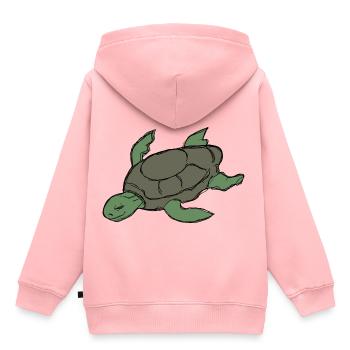 Tortue - Sweat Premium à capuche enfant bio - rose - Dos - AI Model Kid Female (0cm)