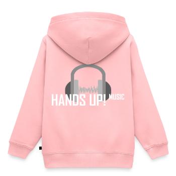 Hands Up Music Dancecore Techno cadeaux - Sweat Premium à capuche enfant bio - rose - Dos - AI Model Kid Female (0cm)