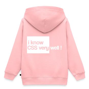 i know css very well html - Sweat Premium à capuche enfant bio - rose - Dos - AI Model Kid Female (0cm)