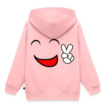 Smiley - Kinder Premium Organic Hoodie - Rosa - Hinten - AI Model Kid Female (0cm)