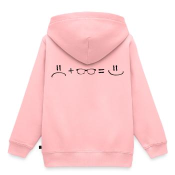 Unhappy plus Glasses is Happy - Brille - Kinder Premium Organic Hoodie - Rosa - Hinten - AI Model Kid Female (0cm)