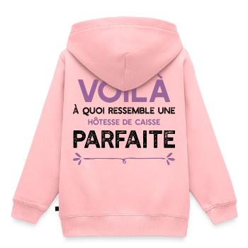 Une Hôtesse de caisse parfaite cadeau - Sweat Premium à capuche enfant bio - rose - Dos - AI Model Kid Female (0cm)