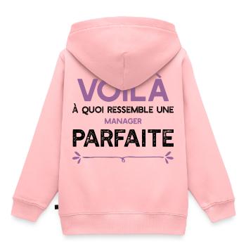 Une Manager parfaite cadeau - Sweat Premium à capuche enfant bio - rose - Dos - AI Model Kid Female (0cm)