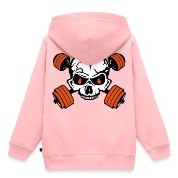 bodybuilding death head halter bone - Kids Premium Organic Hoodie - rose - Back - AI Model Kid Female (0cm)