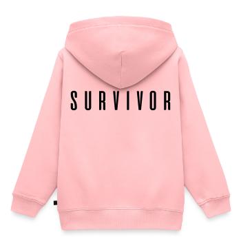 Survivor ! Geschenkidee Spruch - Kinder Premium Organic Hoodie - Rosa - Hinten - AI Model Kid Female (0cm)
