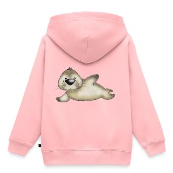 Robbert, der kleine Heuler - Kinder Premium Organic Hoodie - Rosa - Hinten - AI Model Kid Female (0cm)