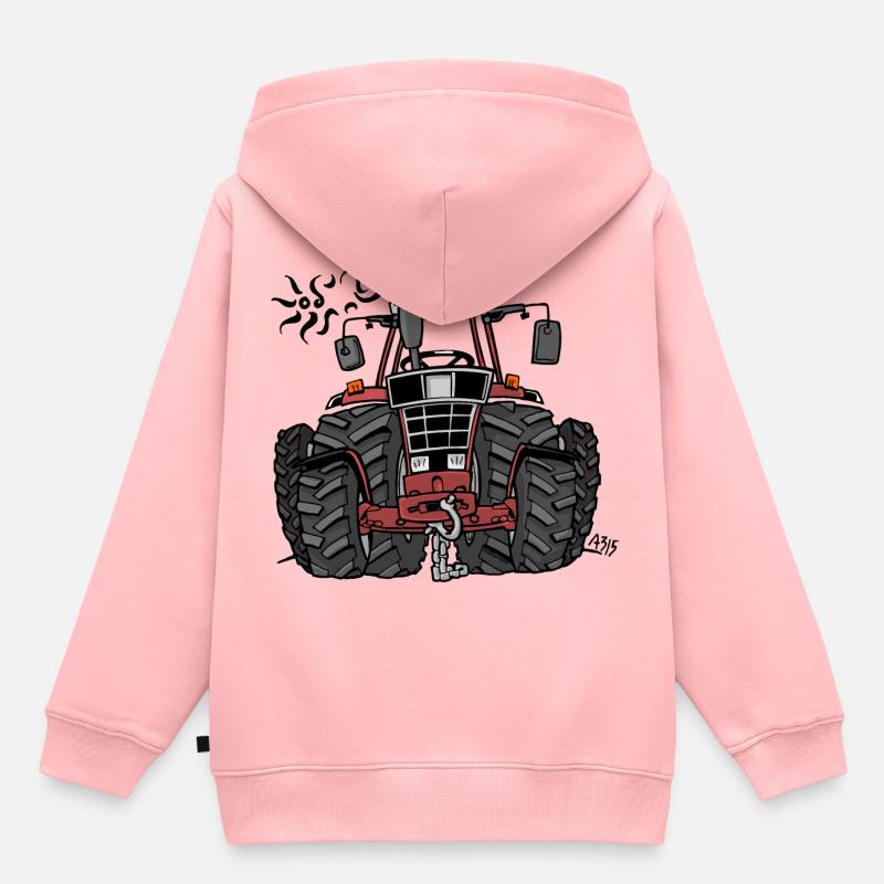 0097 Roter Traktor - Kinder Premium Organic Hoodie - Rosa