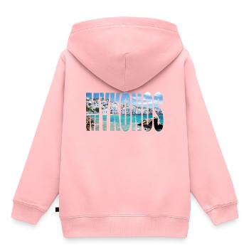 MYKONOS GRIECHENLAND - Kinder Premium Organic Hoodie - Rosa - Hinten - AI Model Kid Female (0cm)