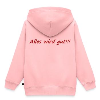 Tout va bien, positif, se d’humeur, bonne humeur, - Sweat Premium à capuche enfant bio - rose - Dos - AI Model Kid Female (0cm)