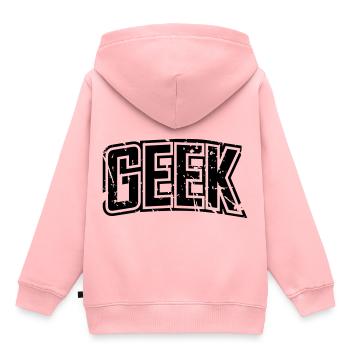 lettrage détresse cru geek - Sweat Premium à capuche enfant bio - rose - Dos - AI Model Kid Female (0cm)