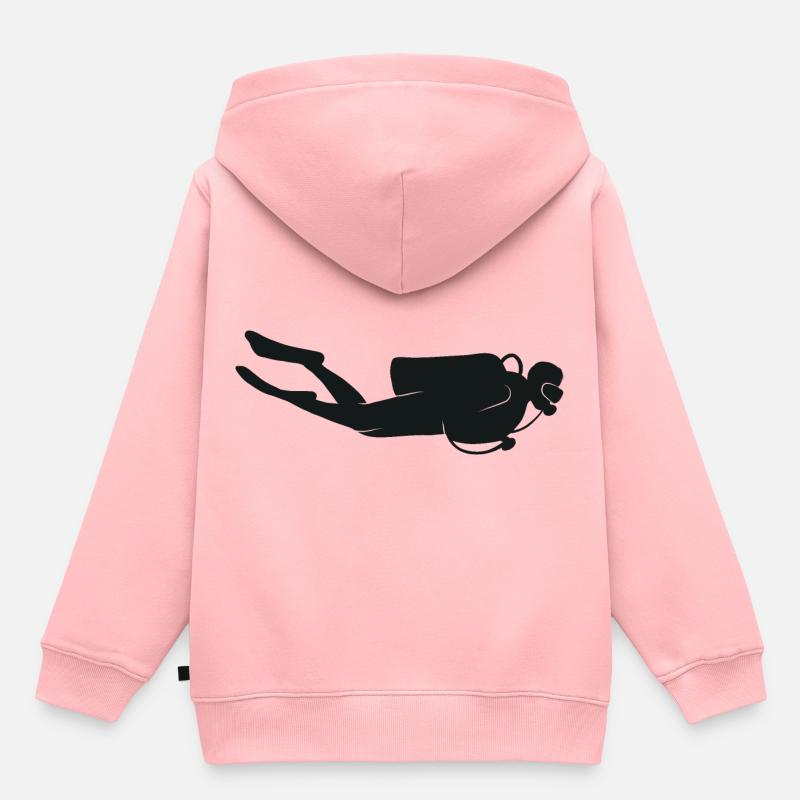 Silhouette de plongeur plongeur - Sweat Premium à capuche enfant bio - rose