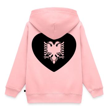 Albanie - Sweat Premium à capuche enfant bio - rose - Dos - AI Model Kid Female (0cm)
