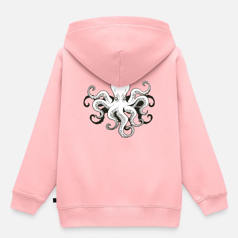 Poulpe de dessin animé - Sweat Premium à capuche enfant bio - rose