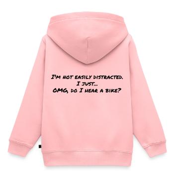 Moto disant DIFFICILE distraite. OH A BIKE - Sweat Premium à capuche enfant bio - rose - Dos - AI Model Kid Female (0cm)