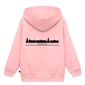oslo Skyline - Kinder Premium Organic Hoodie - Rosa - Hinten - AI Model Kid Female (0cm)