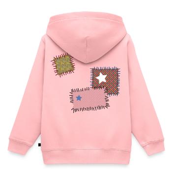 Flicken Reparatur Patchwork Stern Nähen Naht Nadel - Kinder Premium Organic Hoodie - Rosa - Hinten - AI Model Kid Female (0cm)