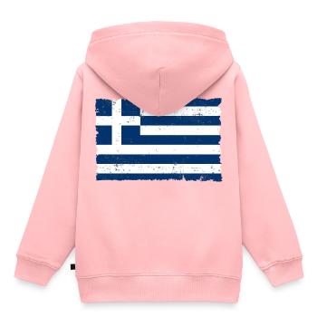 Griechenland - Kinder Premium Organic Hoodie - Rosa - Hinten - AI Model Kid Female (0cm)