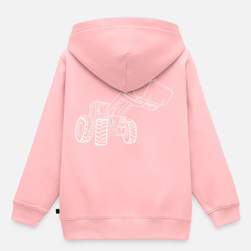 tracteur - Sweat Premium à capuche enfant bio - rose
