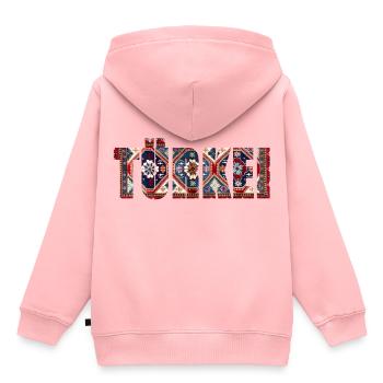 tapis de dinde - Sweat Premium à capuche enfant bio - rose - Dos - AI Model Kid Female (0cm)