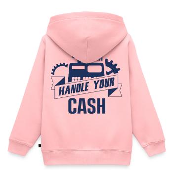Ich kann mit deinem Cash umgehen - Kassierer Kasse - Kinder Premium Organic Hoodie - Rosa - Hinten - AI Model Kid Female (0cm)